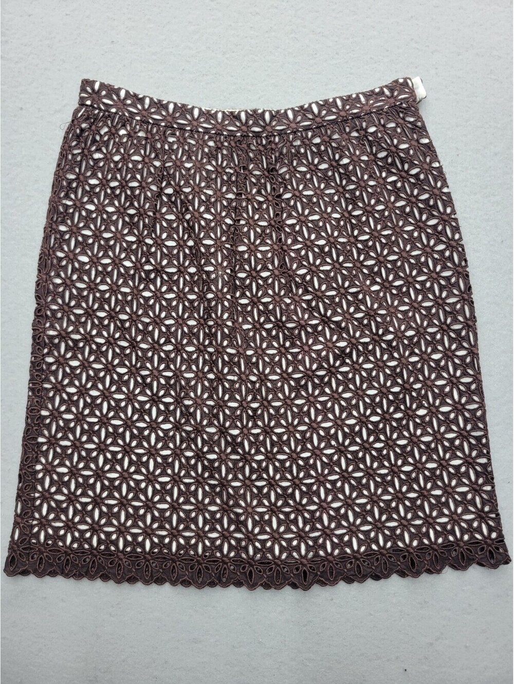 Milly Women's Skirt Size 4 Brown A-Line Knit FLoral Cotton USA